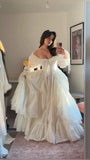 Princess A Line Long Sleeve White Satin Lace Birthday Dress Evening Dress HZ1023