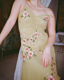 Green A Line Spaghetti Strap Exquisite Beaded Chiffon Prom Dress Wedding Guest Dress HZ1023