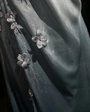 Blue Retro Mermaid Spaghetti Straps Appliques Satin Prom Dress Party Dress HZ1023