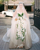 Classic Simple White Ball Gown Strapless Satin Wedding Dress HZ1023