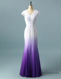V neck Ombre Formal Prom Dress, A Line Wedding Party Gown HZ1023