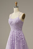 Purple tulle lace long prom dress formal dress HZ1023
