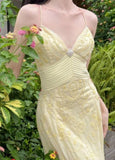 Elegant Mermaid Spaghetti Straps Yellow Chiffon Long Prom Dresses Evening Dress HZ1023