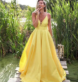 Yellow long prom dress yellow formal dress HZ1023
