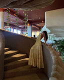 Simple Yellow A Line One Shoulder Satin Open Back Prom Dress Wedding Guest Dress HZ1023