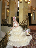 Princess A Line Strapless Layered Ivory Tulle Long Party Dress Birthday Dress HZ1023