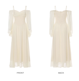 Ivory Gentle A Line Long Sleeve Chiffon Long Prom Dress Party Dress Outfits HZ1023