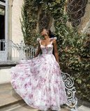Cute Chiffon Floral Print Prom Dress Senior Evening Gown HZ1023