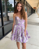 Beautiful Floral Print A-Line Homecoming Dress HZ1023