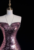 Stunning Mermaid Sweetheart Neck Purple Sequin Long Prom Dress Graduation Prom Dress HZ1023