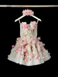 Pink Flower A Line Sweetheart Neck Sequin Tulle Mini Homecoming Dress Cocktail Dress HZ1023