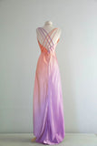Simple Orange Purple Ombre A Line Satin Prom Dress Wedding Guest Dress HZ1023