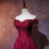 Beautiful Wine Red Tulle Sweetheart Long Prom Dress, A-line Party Dress HZ1023