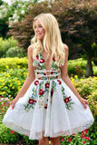 Charming A-line Lace Floral Appliques V Neck Short Homecoming Dress HZ1023