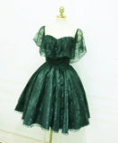 Beautiful Lace Green Off Shoulder Knee Length Party Dress, Homecoming Dress HZ1023