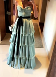 Beautiful Sweeteart Neckline Layered Velvet Length Floor Prom Dress HZ1023