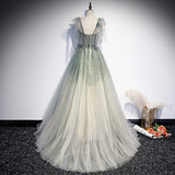 Green tulle long prom dress evening dress evening dress HZ1023