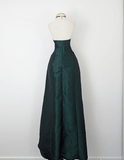 Vintage A Line Sweetheart Neck Green Beaded Satin Long Evening Dress Party Dress HZ1023