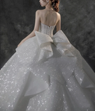 Stunning Ball Gown Strapless Beaded Sequin Prom Dress Wedding Dress with Butterfly HZ1023