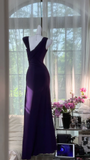 Retro Sexy Dark Purple Beaded Mermaid V Neck Chiffon Evening Dress Party Dress HZ1023