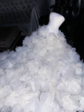 Stunning A Line Strapless White Floral Organza Prom Dress Evening Dress HZ1023