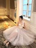 Princess A Line Spaghetti Strap White Tulle Birthday Dress Party Dress HZ1023
