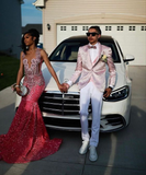 Beautiful Pink Sequin Beaded Mermaid Evening Dress Prom Dress HZ1023