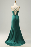 Simple Black Mermaid Floor Length Prom Dress With Slit HZ1023