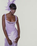 Lilac Satin Long Prom Dress Charming Evening Dress HZ1023