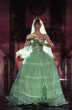 Vintage Ball Gown A Line Spaghetti Strap Beaded Pleated Green Tulle Party Dress Evening Dress HZ1023