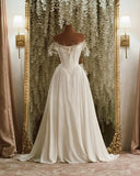 Stunning A Line Off the Shoulder Rhinestone White Satin Chiffon Prom Dress 18th Birthday Dress HZ1023