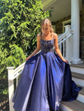 Luxurious Satin Beaded Long Prom Dress Evening Dress HZ1023