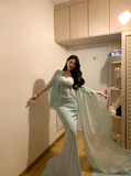 Mint Green Mermaid Sweetheart Neck Chiffon Satin Prom Dress Party Dress Date Dress HZ1023