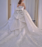 Stunning Ball Gown Strapless Beaded Sequin Prom Dress Wedding Dress with Butterfly HZ1023