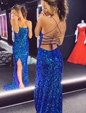 Charming Backless Royal Blue Mermaid Prom Dress, Long Evening Dress HZ1023