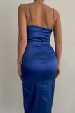 Sexy Sheath Spaghetti Straps Prom Dress Slit Party Dress HZ1023