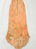 Retro Orange Print Floral A Line Spaghetti Straps Chiffon Long Prom Dress Cocktail Dress HZ1023