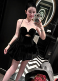 Black A Line Sweetheart Neck Velvet Short Homecoming Dress Outfits HZ1023