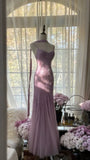 Lilac Mermaid Spaghetti Strap Beaded Chiffon Long Prom Dress Graduation Prom Dress HZ1023