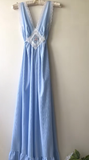 Baby Blue Cute A Line V Neck Lace Chiffon Prom Dress Evening Dress HZ1023