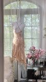 Vintage Mermaid Spaghetti Strap Beaded Ruffle Satin Chiffon Short Homecoming Dress HZ1023