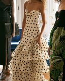 Strapless Polka Dots Dress Fashion Prom Evening Dresses For Women HZ1023