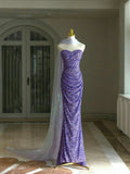Charming Purple Mermaid Sweetheart Neck Sequin Long Prom Dress Formal Dress HZ1023