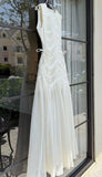 Simple White A Line Round Neck Lace Chiffon Party Dress Outfits HZ1023