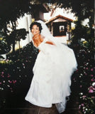 Classic White Ball Gown Off the Shoulder Satin Wedding Dress HZ1023