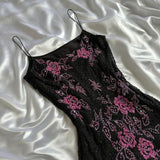 Black Retro Elegant Pink Beaded Chiffon Prom Dress Evening Dress Birthday Party Dress HZ1023