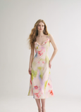 Dreamy A Line V Neck Print Floral Chiffon Summer Dress Party Dress Outfits HZ1023