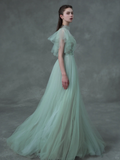 Green Ball Gown Appliques Flowy Tulle Party Dress Prom Dress Formal Gown HZ1023