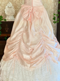 Vintage Sweetheart Neck Pearls Lace Light Pink Satin Birthday Dress Wedding Dress HZ1023
