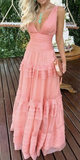 Sweet Falbala Floor-Length Layered Dress Long Prom Dress HZ1023